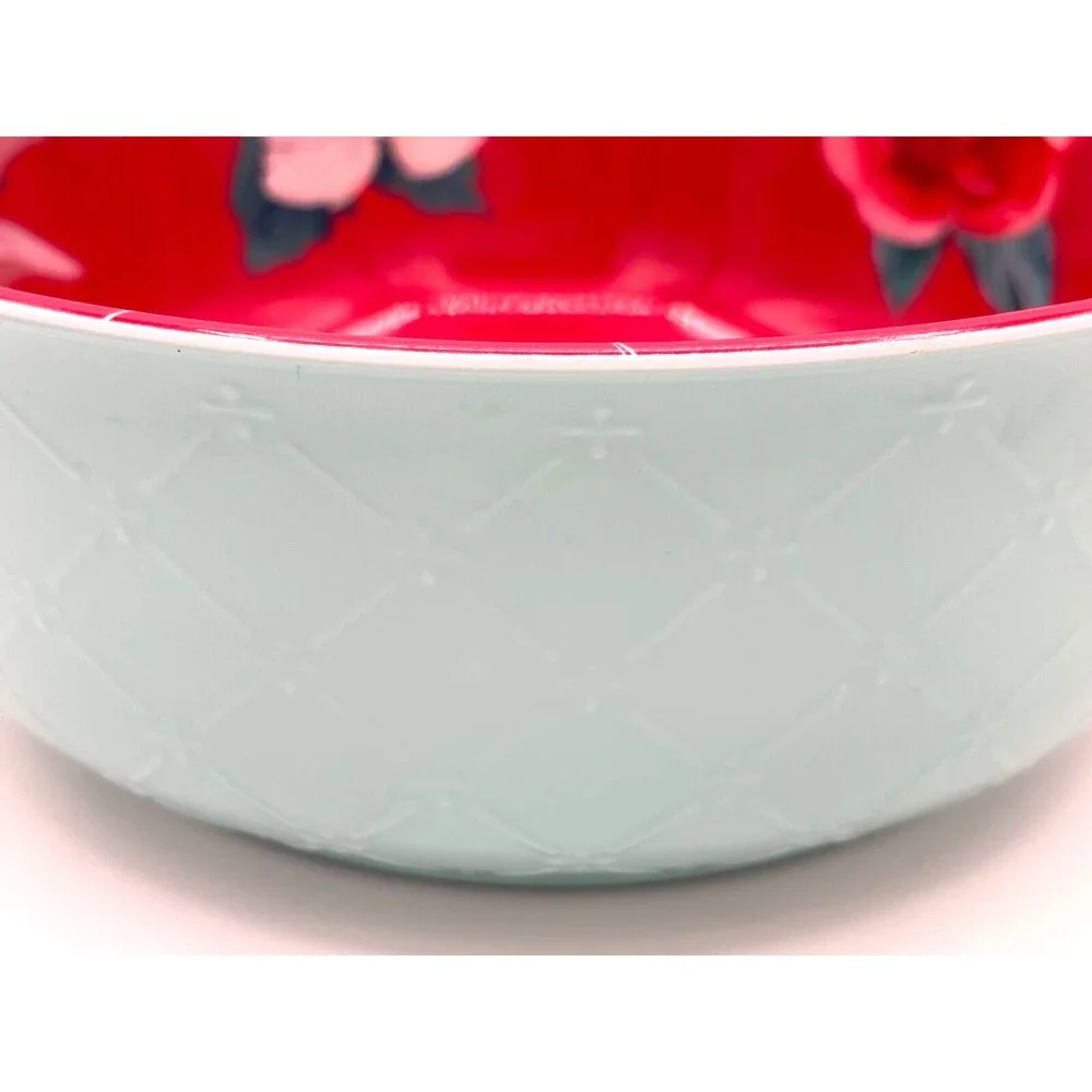 Pioneer Woman 100% Melamine Textured Holiday Bowl Textured Christmas Tree Flower